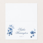 Dusty Blue Floral Wedding Place Card Kaart (Buitenkant ongevouwen)