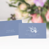 Dusty Blue Floral Wedding Place Card Kaart