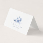 Dusty Blue Floral Wedding Place Card Kaart (Voorkant)