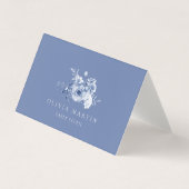 Dusty Blue Floral Wedding Place Card Kaart (Voorkant)