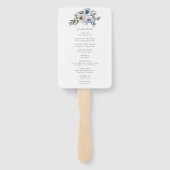 Dusty Blue Floral Wedding Program Ceremony Bridal Handwaaier (Achterkant)