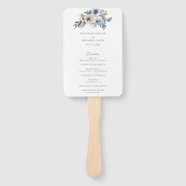 Dusty Blue Floral Wedding Program Ceremony Bridal Handwaaier