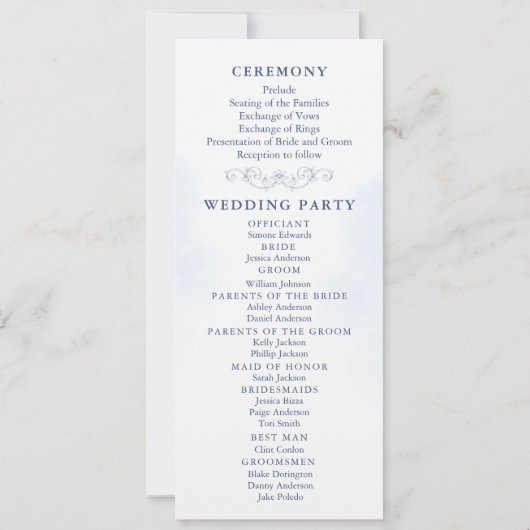 Dusty Blue Floral Wedding Program Fan (Achterkant)
