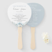 Dusty Blue Floral Wedding Program Hand Fans Handwaaier (Voorkant en achterkant)
