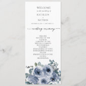  Dusty Blue Floral Wedding Program Menu (Voorkant)