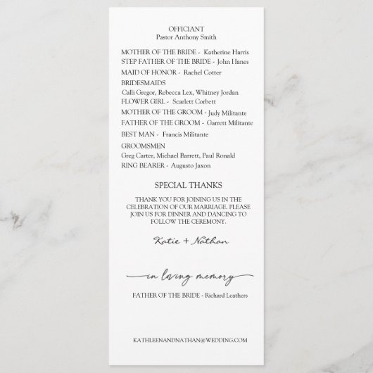  Dusty Blue Floral Wedding Program Menu (Achterkant)