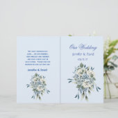 Dusty Blue Floral Wedding Programme (Staand voorkant)