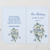 Dusty Blue Floral Wedding Programme (Voorkant / Achterkant)