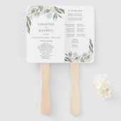 Dusty Blue Floral Wedding Programme Fan Handwaaier (Voorkant en achterkant)