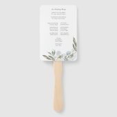 Dusty Blue Floral Wedding Programme Fan Handwaaier (Achterkant)