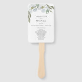 Dusty Blue Floral Wedding Programme Fan Handwaaier (Voorkant)