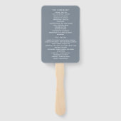 Dusty Blue Floral Wedding Programme Fan Handwaaier (Achterkant)