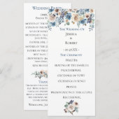 Dusty Blue Floral Wedding Programme Programmakaart (Voorkant / Achterkant)