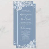 Dusty Blue Floral Wedding Programme Programmakaart (Voorkant / Achterkant)