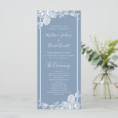 Dusty Blue Floral Wedding Programme Programmakaart (Staand voorkant)