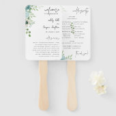 Dusty Blue Floral Wedding Programme set of Fans Handwaaier (Voorkant en achterkant)