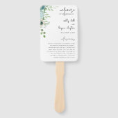 Dusty Blue Floral Wedding Programme set of Fans Handwaaier (Voorkant)