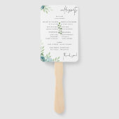 Dusty Blue Floral Wedding Programme set of Fans Handwaaier (Achterkant)