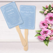 Dusty Blue Floral Wedding Programme set of Fans Handwaaier