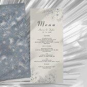 Dusty Blue Floral Wedding Receptie Menu
