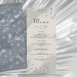 Dusty Blue Floral Wedding Receptie Menu