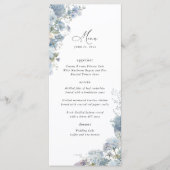 Dusty Blue Floral Wedding Reception Dinner Menu (Voorkant)