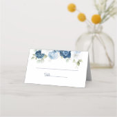 Dusty Blue Floral Wedding Reception Plaatskaartje (Voorkant)