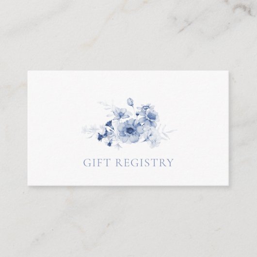 Dusty Blue Floral Wedding Registry Kaart (Voorkant)