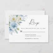 Dusty Blue Floral Wedding Response Kaart (Voorkant)