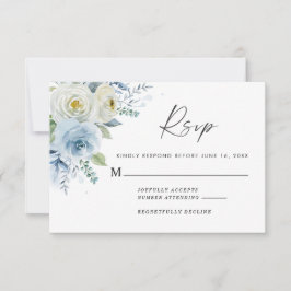 Dusty Blue Floral Wedding Response Kaart