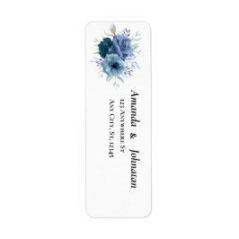 Dusty Blue Floral Wedding Return-adreslabels Etiket