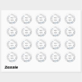 Dusty Blue Floral Wedding Ronde Sticker (Vel)