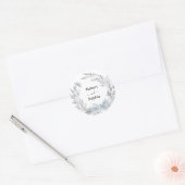 Dusty Blue Floral Wedding Ronde Sticker (Envelop)