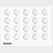 Dusty Blue Floral Wedding Ronde Sticker (Vel)