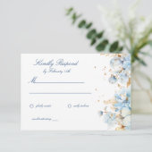Dusty Blue Floral Wedding RSVP (Staand voorkant)