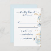 Dusty Blue Floral Wedding RSVP (Voorkant / Achterkant)