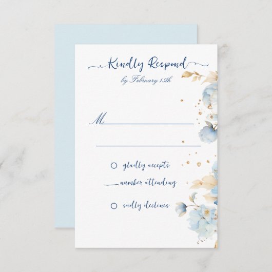 Dusty Blue Floral Wedding RSVP (Voorkant / Achterkant)
