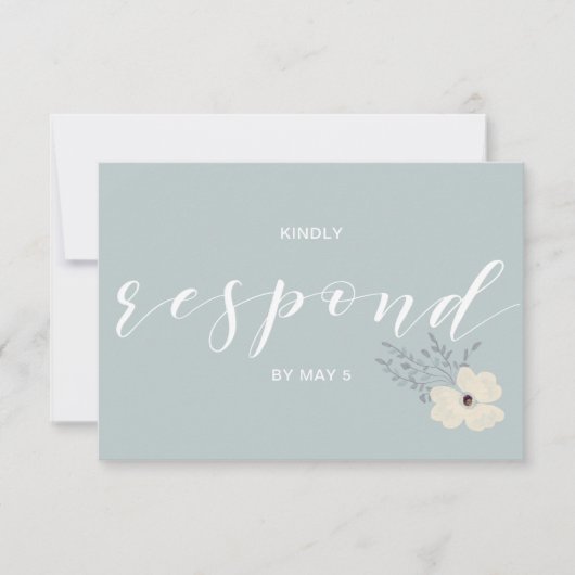 Dusty Blue Floral Wedding rsvp (Voorkant)