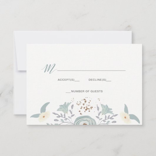 Dusty Blue Floral Wedding rsvp (Achterkant)