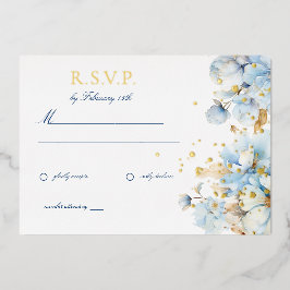 Dusty Blue Floral Wedding RSVP Folie Uitnodiging