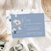 Dusty Blue Floral Wedding RSVP Informatiekaartje