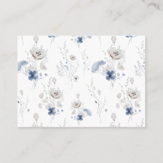 Dusty Blue Floral Wedding RSVP Informatiekaartje (Achterkant)
