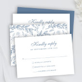 Dusty Blue Floral Wedding RSVP Kaart