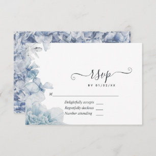 Dusty Blue Floral Wedding RSVP Kaartje