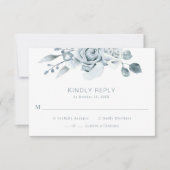 Dusty Blue Floral Wedding RSVP Kaartje (Voorkant)
