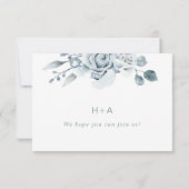 Dusty Blue Floral Wedding RSVP Kaartje (Achterkant)