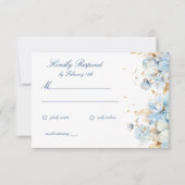 Dusty Blue Floral Wedding RSVP Kaartje (Voorkant)