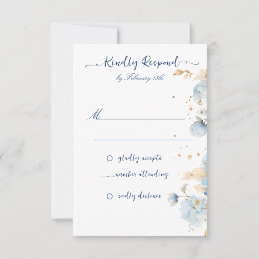 Dusty Blue Floral Wedding RSVP Kaartje (Voorkant)