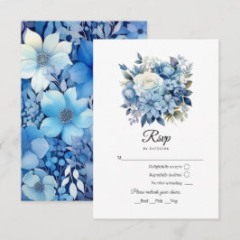 Dusty Blue Floral Wedding RSVP Kaartje