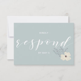 Dusty Blue Floral Wedding rsvp Kaartje